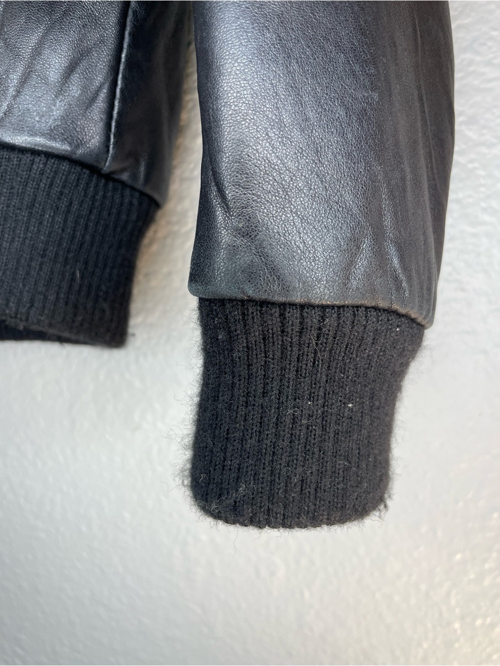 Women's Black Leather Bomber Jacket - Picture 5 of 7